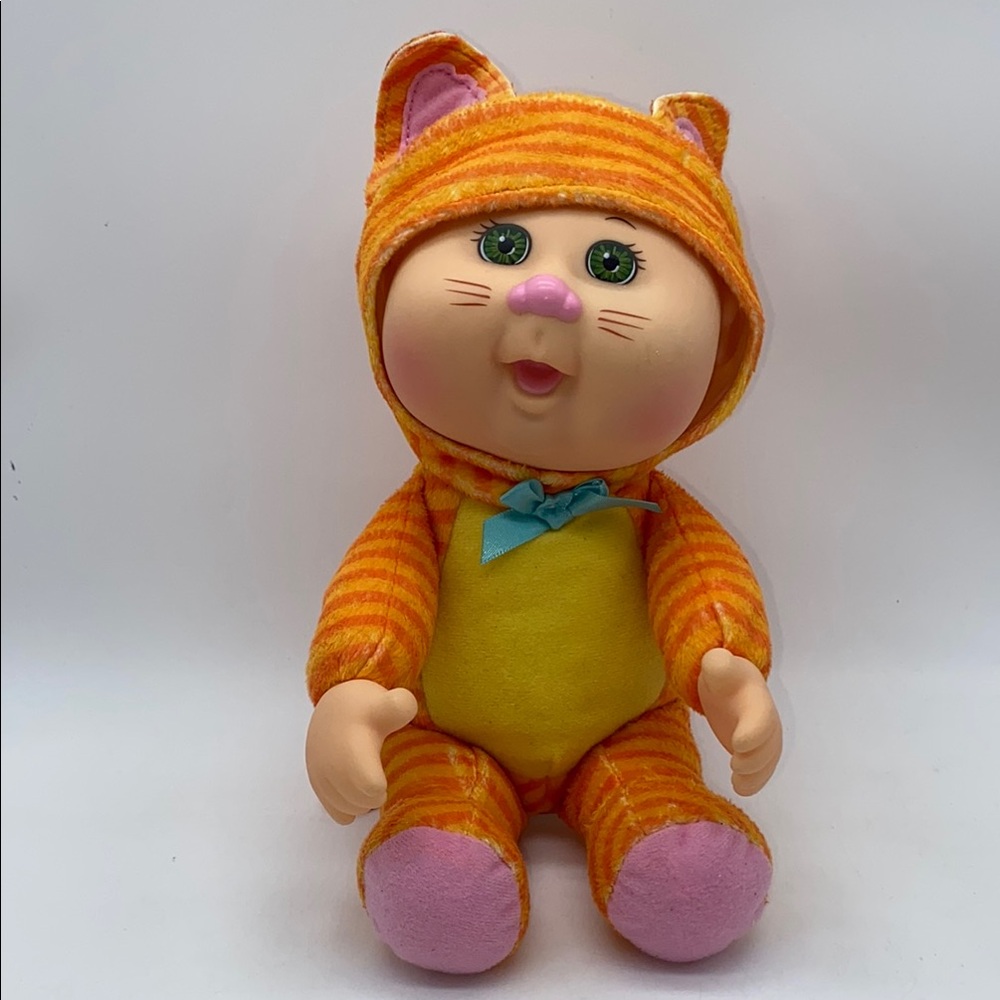 Cabbage Patch Kids Cuties Tiger Cat CPK Doll Orange Yellow Plush Green Eyes 10”